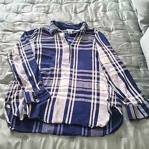 Navy & Cream Blouse by Liz Claiborne